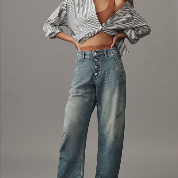 EUC Pilcro Arin Barrel Leg Blue Denim Jeans - Picture 8 of 12